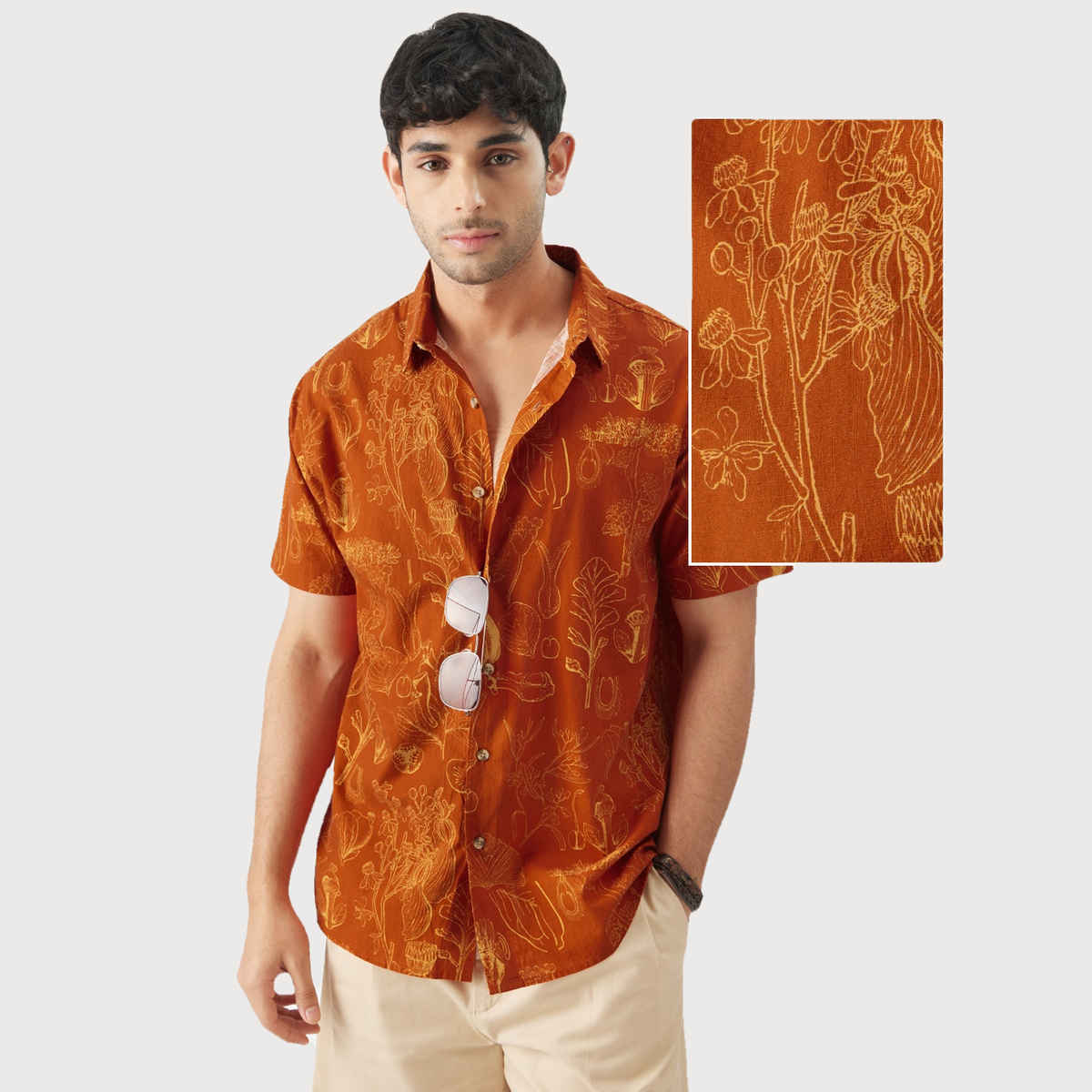 The Souled Store Men's Regular TSS Originals - Tropical Beat Holiday Shirts | Orange | M