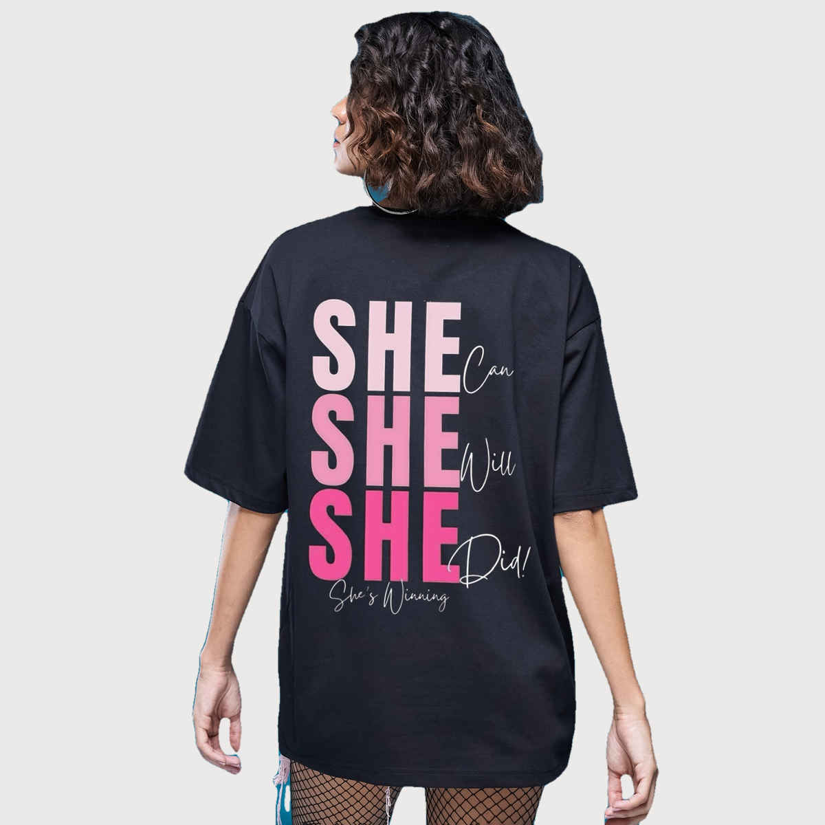 Smartees Women's Oversize Printed T-shirt | WW - 2045 | Black - L