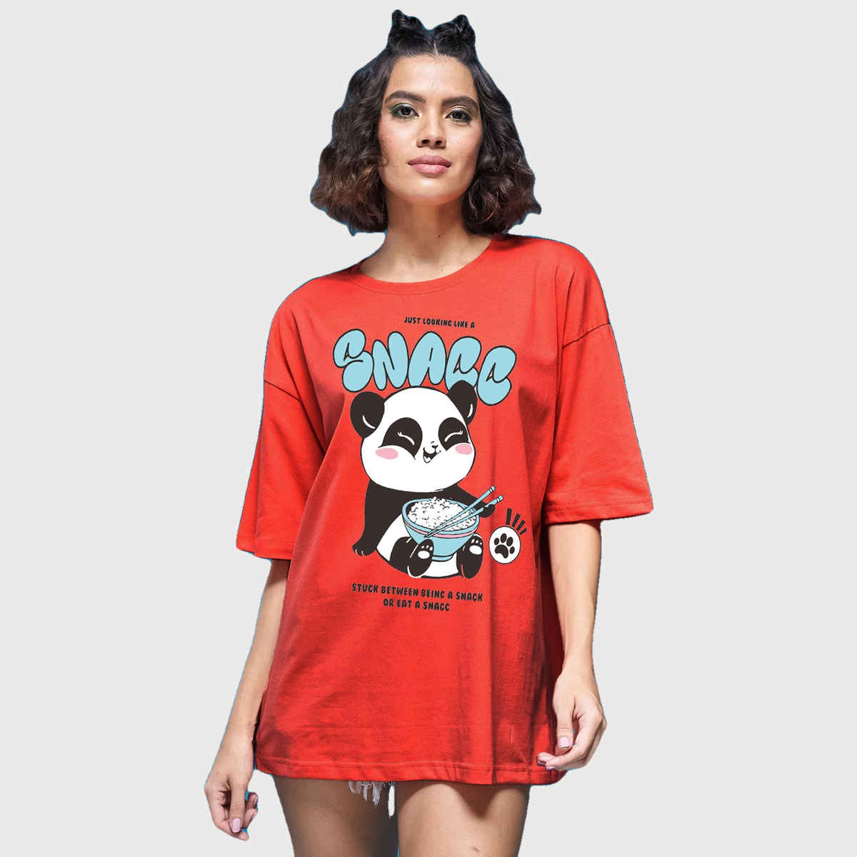 Smartees Women's Oversize Printed T-shirt | WW - 2062 | Orange - S