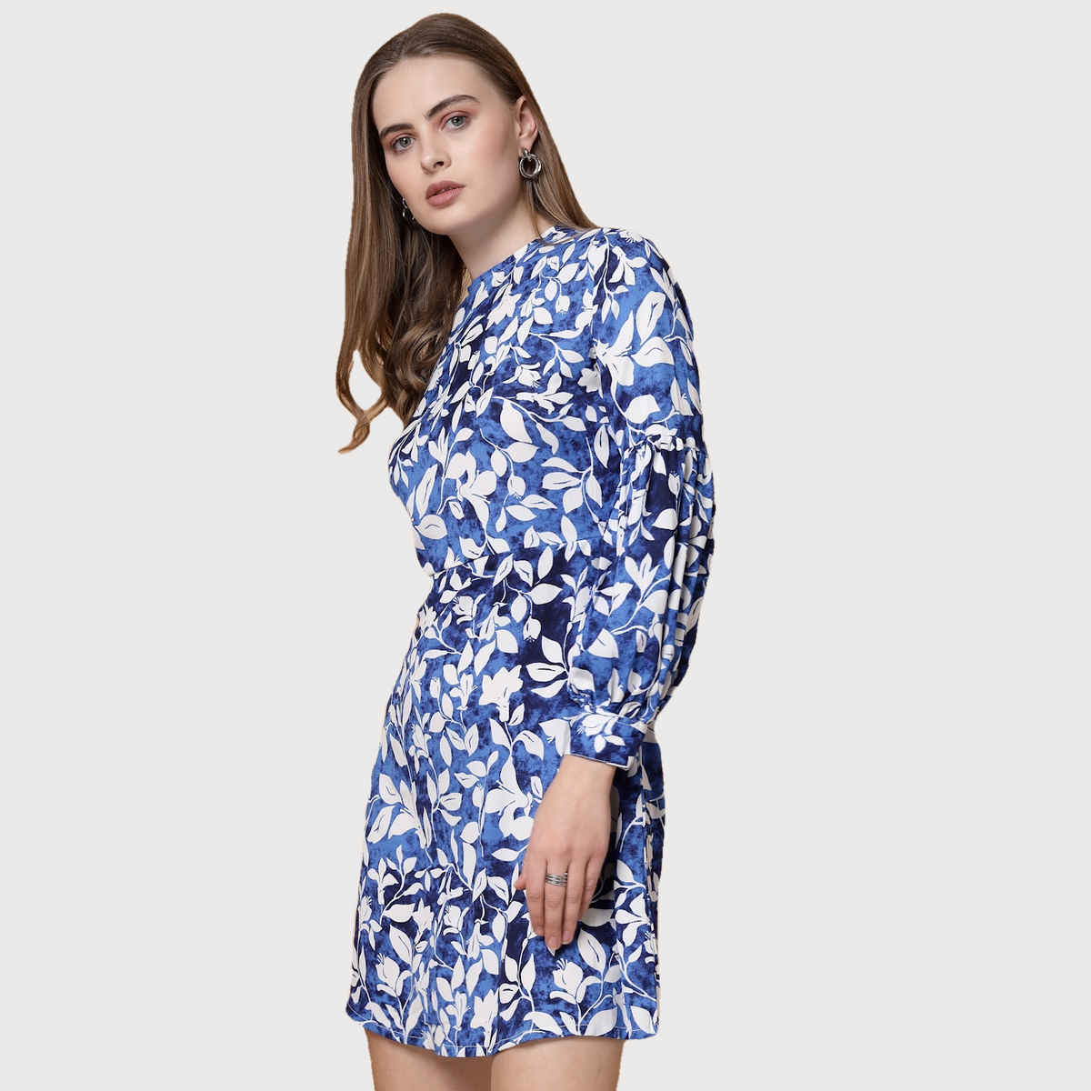 Freehand Women's Regular Floral Casual Shift Dress | Blue - XL