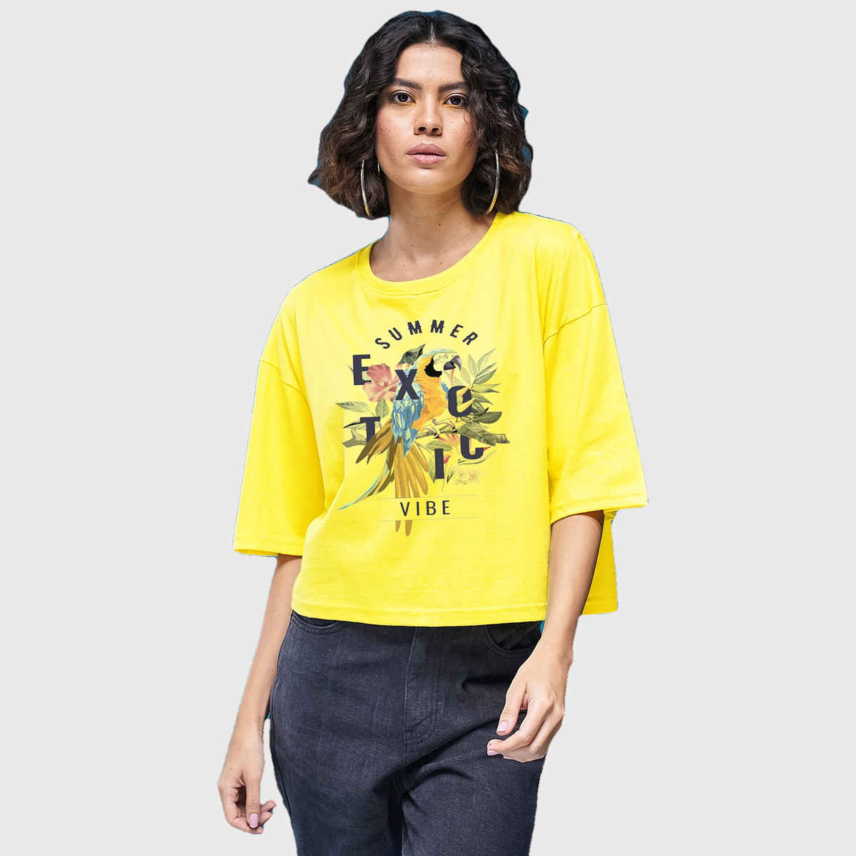 Smartees Womens Oversize Printed T-shirt | WW - Boxy - 3003 | Lemon | S