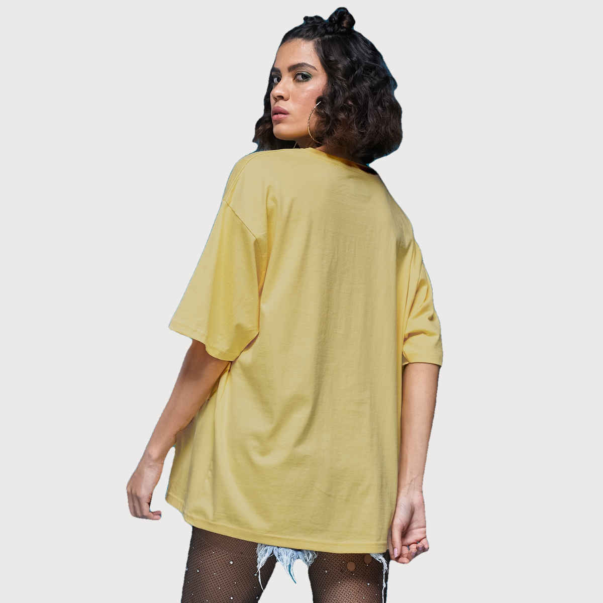 Smartees Women's Printed T-shirt | Lemon Yellow - L