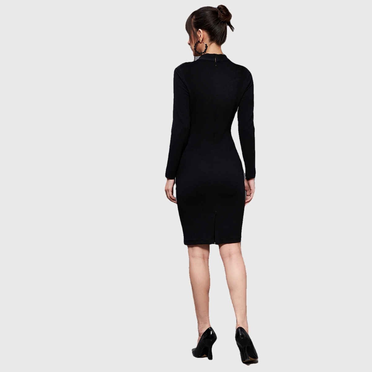 Miss Chase Women s This Is My Melody Fringe Bodycon Dress Obsidian Black | S