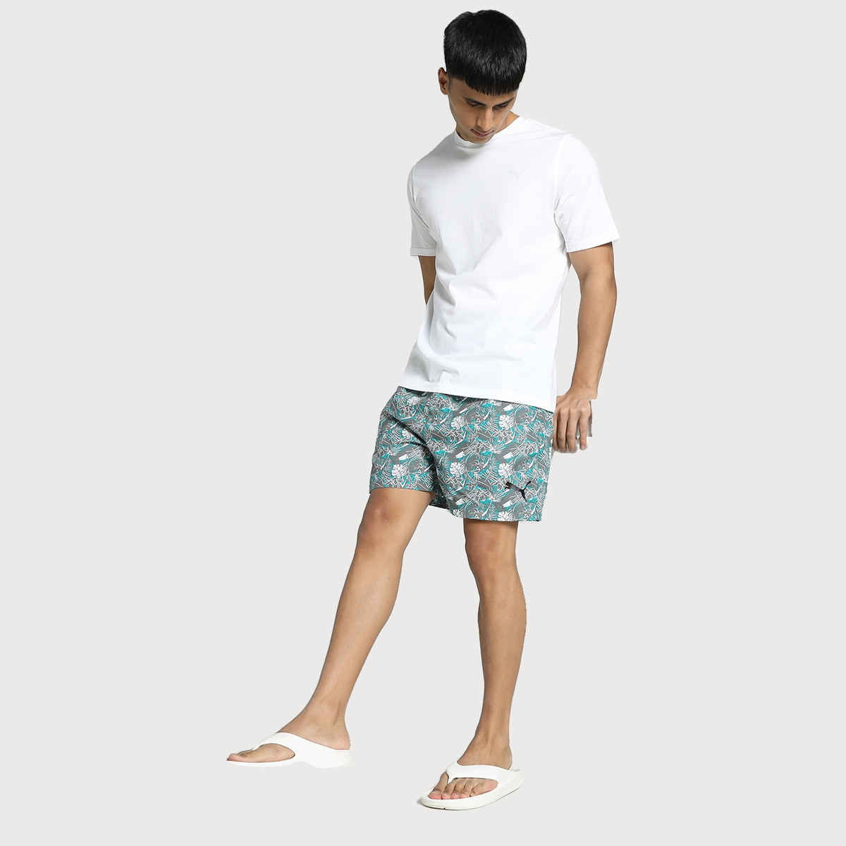 Puma Men's Printed Woven Boxers with Side Pocket | Deep Aqua | XL