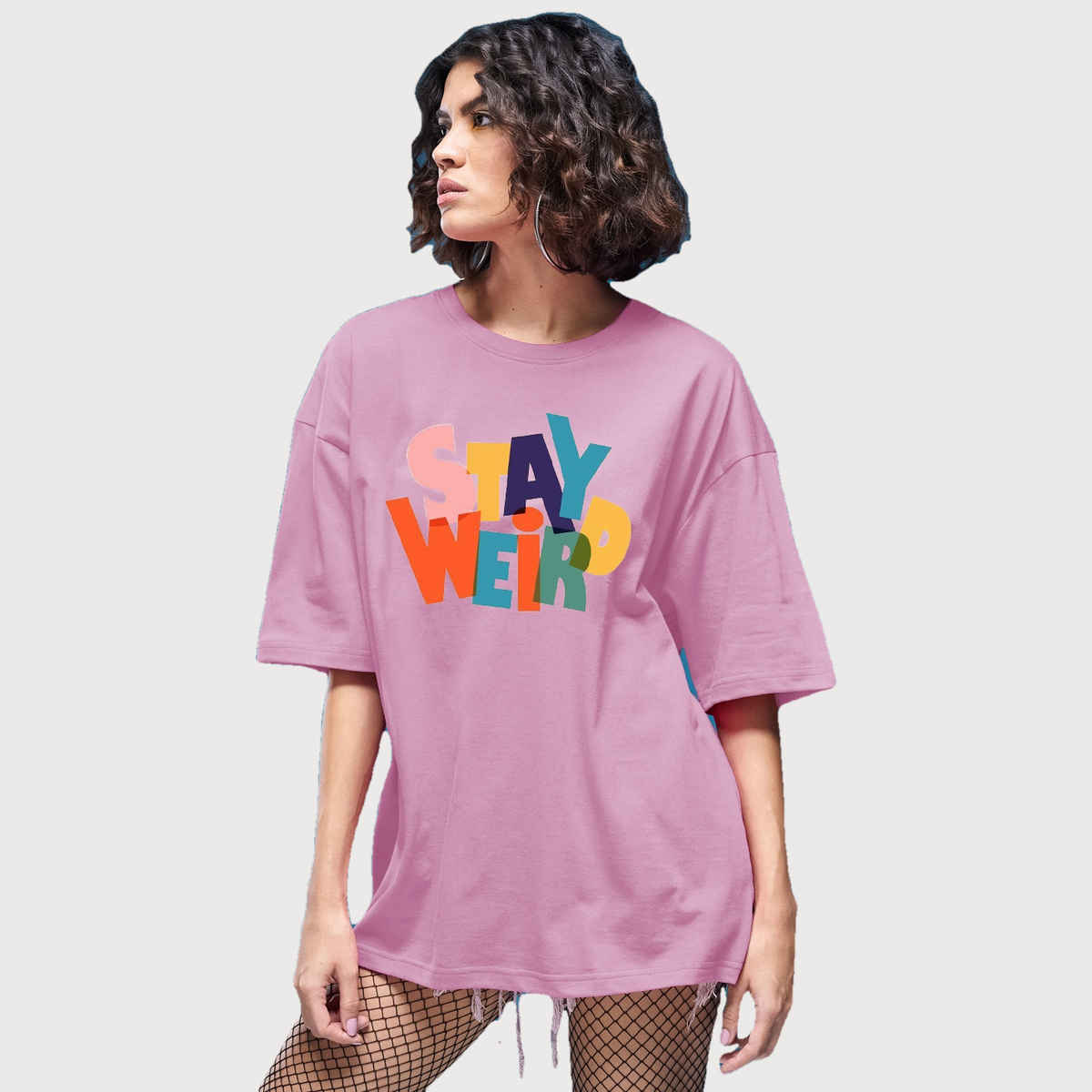 Smartees Women's Oversize Printed T-shirt | WW - 2037 | Pink - M