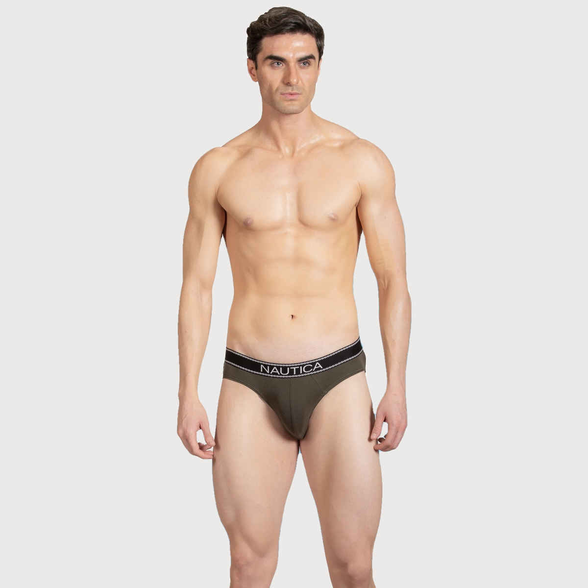 Nautica Men's - 1PP-RBF02 Rib Brief-05-S FNIT | Olive - S