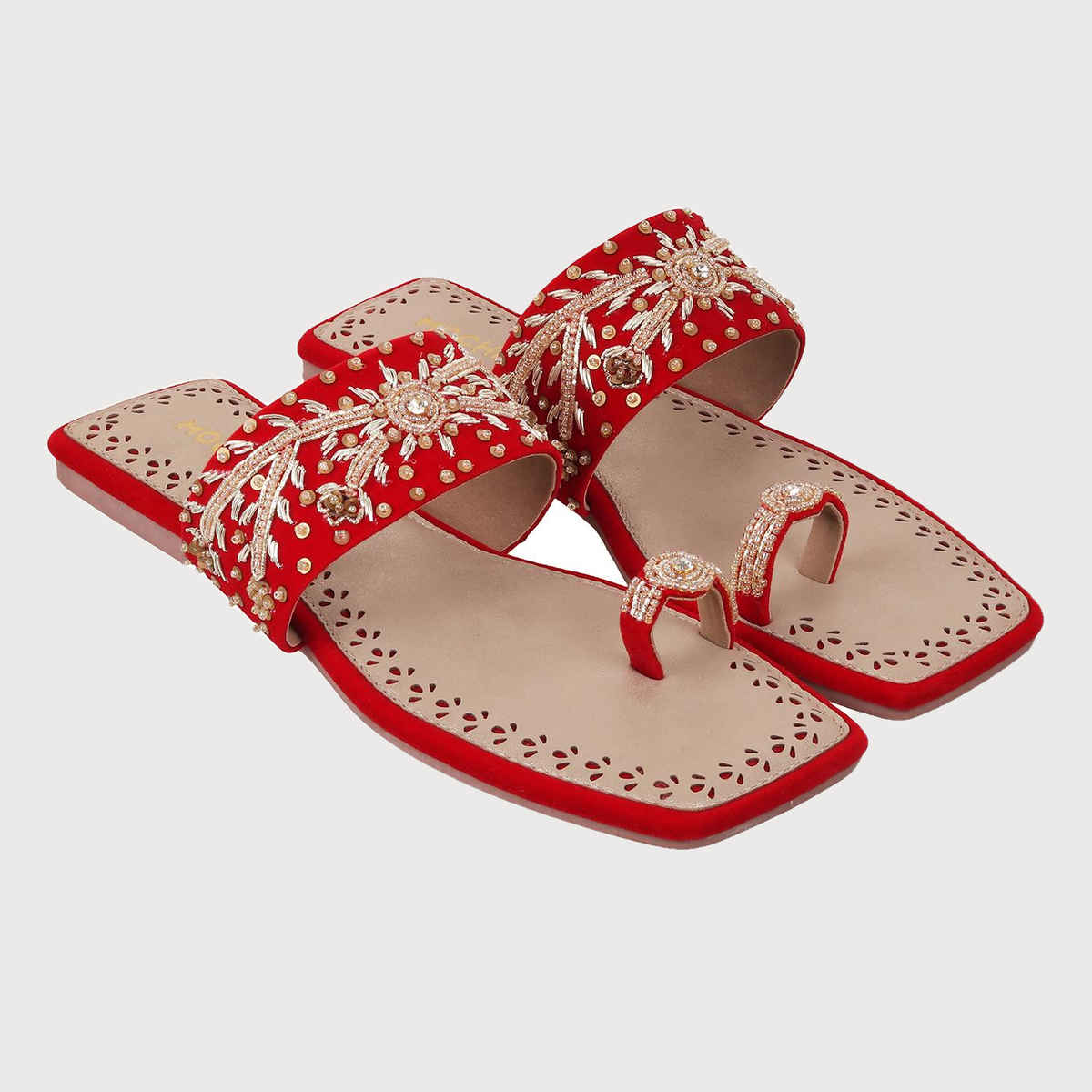 Mochi Women Red Color Slip On Ethnic | Size UK 8 | 35-790