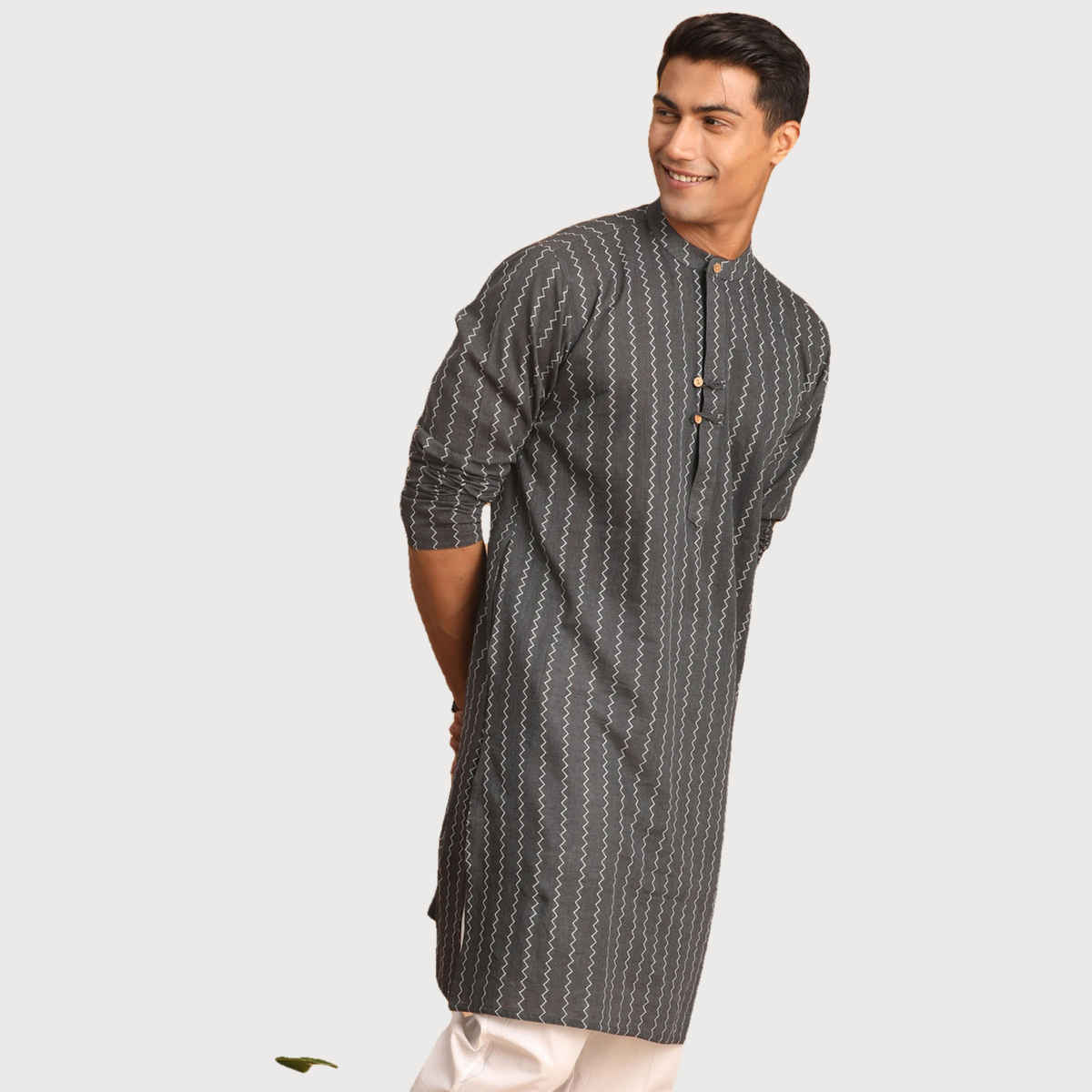 Vastramay Men's Cotton Kurta | Grey - 2XL
