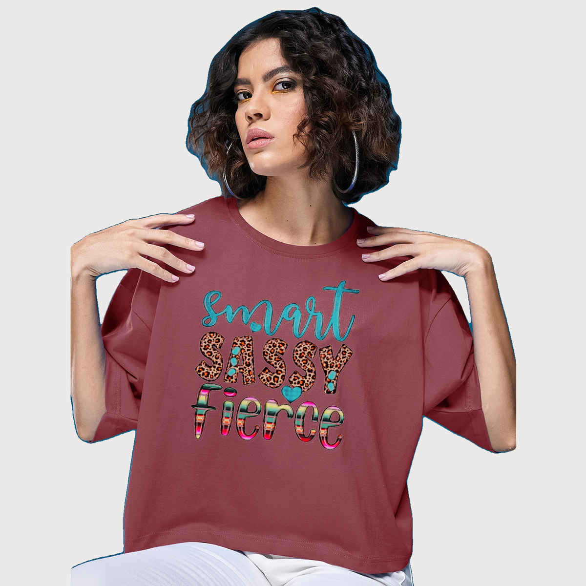 Smartees Womens Oversize Printed T-shirt | WW - Boxy - 3005 | Onion Pink | M