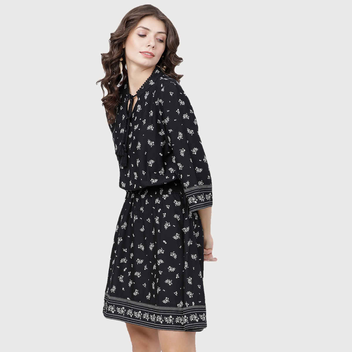 Tokyo Talkies Women's Printed A-Line Dress | Multicolour - L