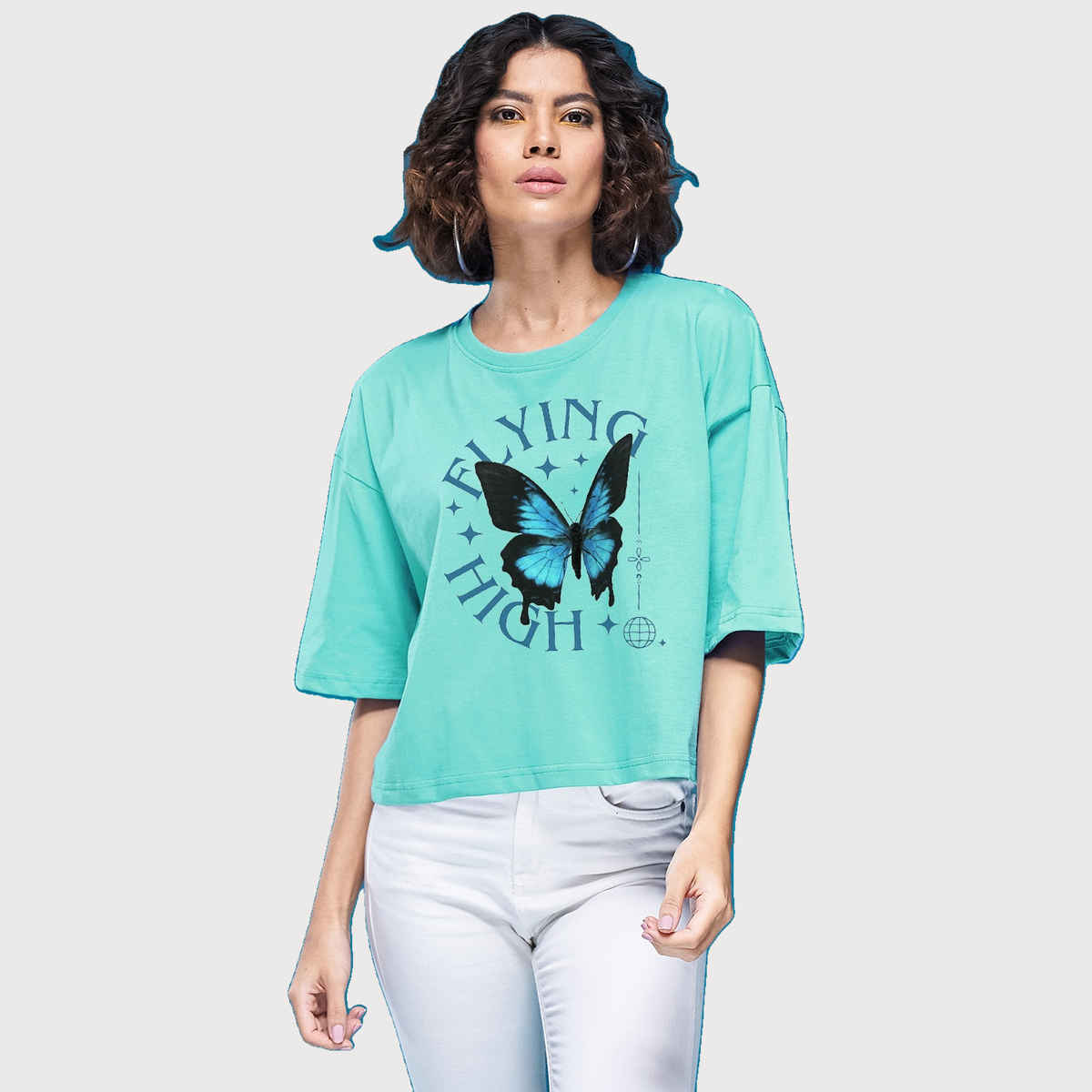 Smartees Womens Oversize Printed T-shirt | WW - Boxy | 3001 | Sea Green | M