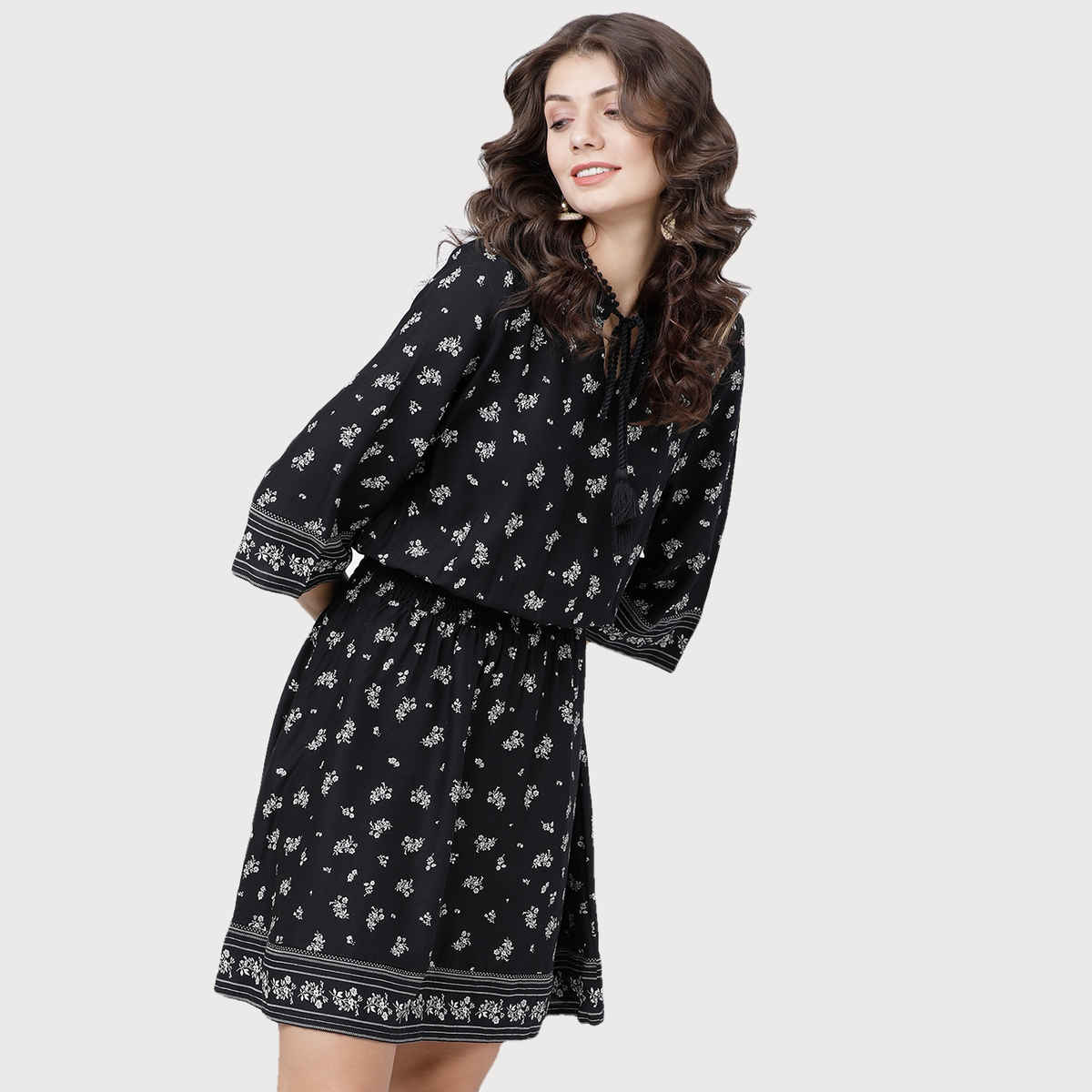 Tokyo Talkies Women's Printed A-Line Dress | Multicolour - L