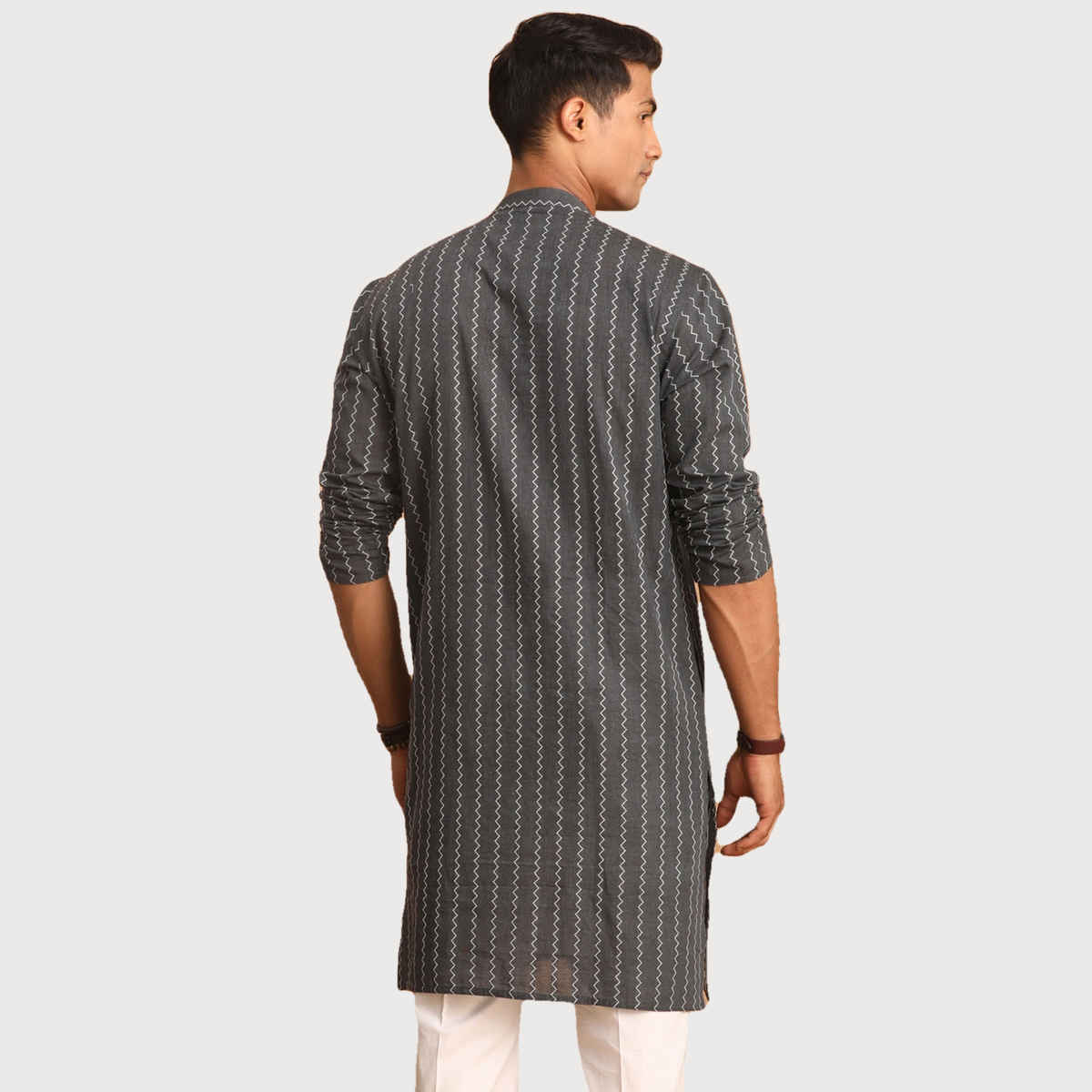 Vastramay Men's Cotton Kurta | Grey - 2XL