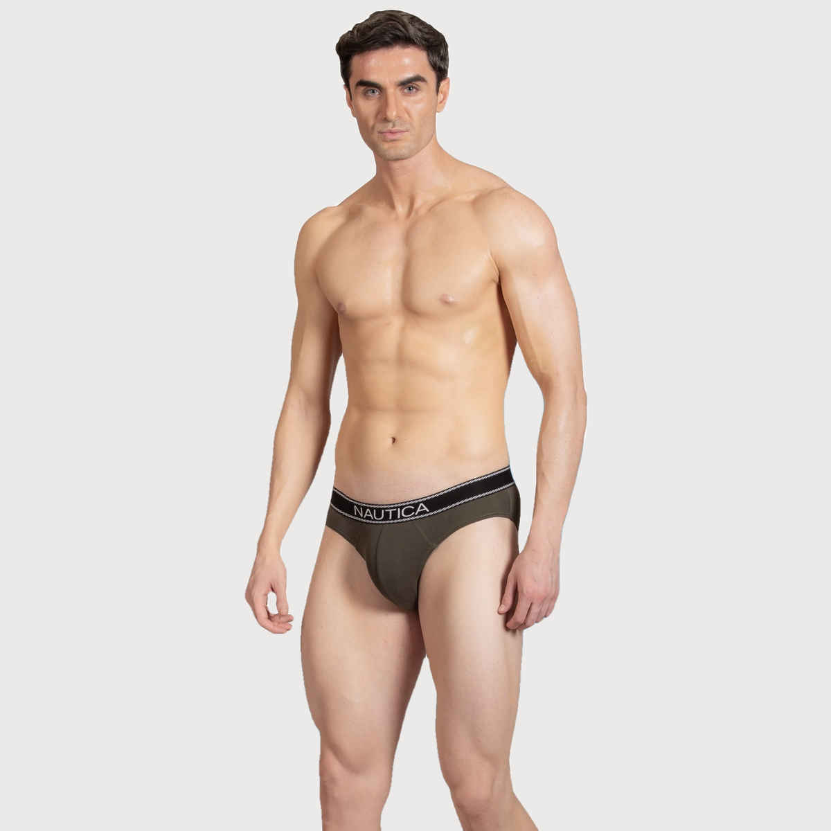 Nautica Men's - 1PP-RBF02 Rib Brief-05-S FNIT | Olive - S