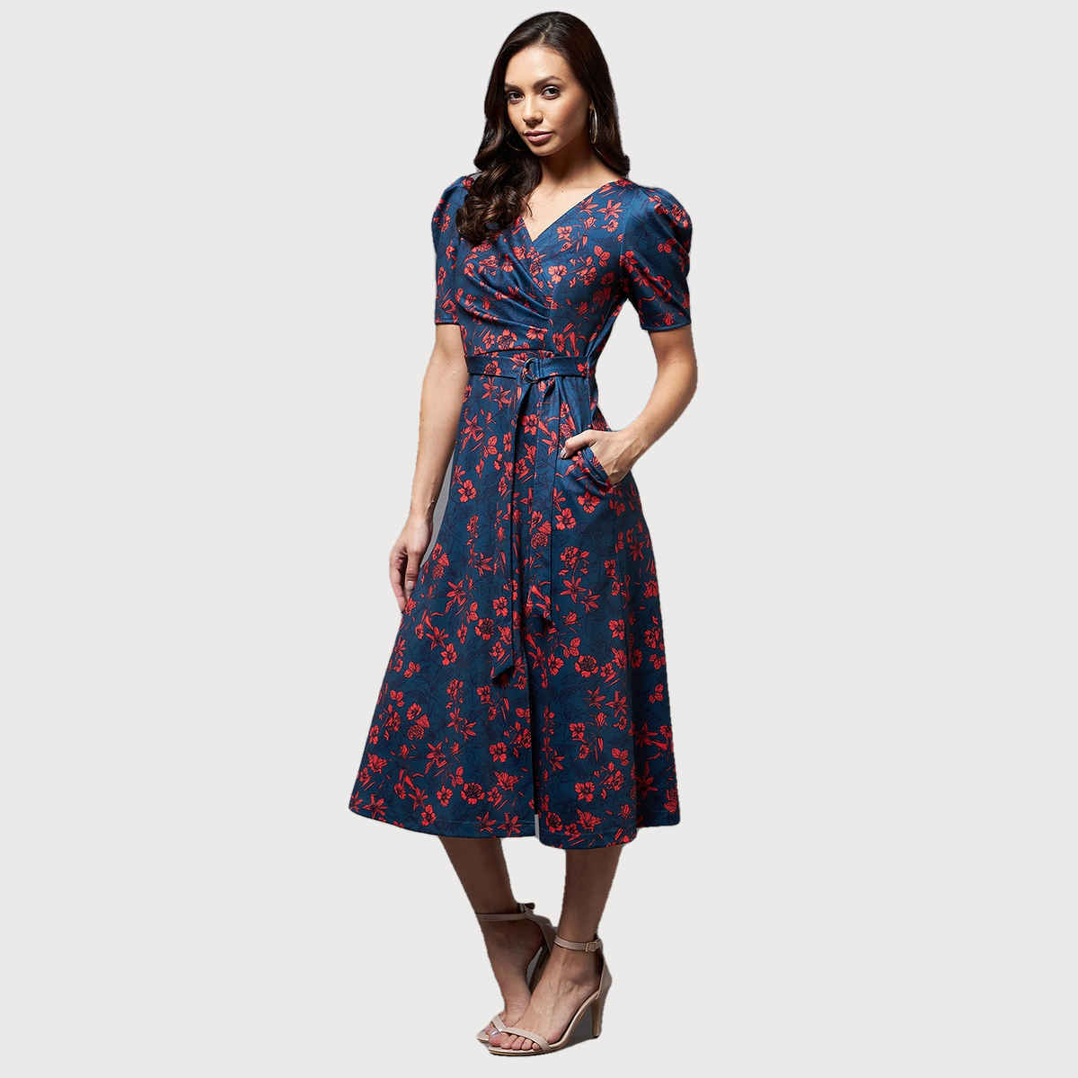 Miss Chase Women s Shining Dreams Printed Dress Multicolored Base Teal | L