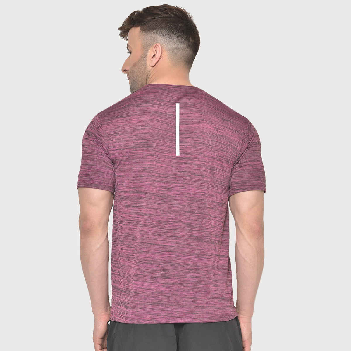 Chkokko Men's Round Neck Regular Fit Half Sleeves Gym T-shirt | Magenta - S