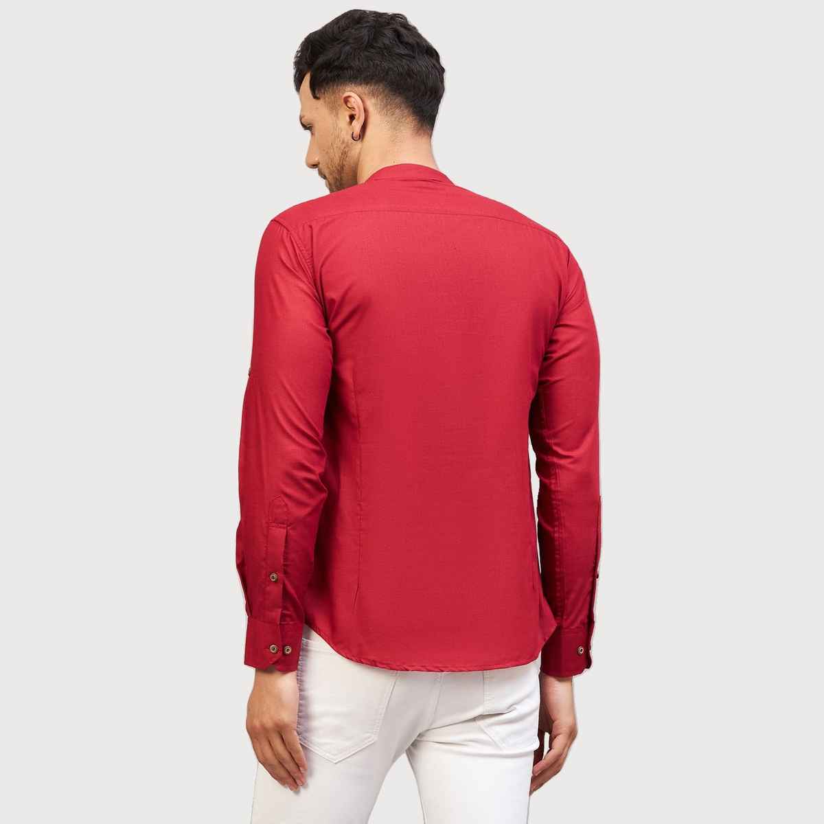 Vastramay Men's Cotton Blend Short Kurta for Eid | Maroon - XL