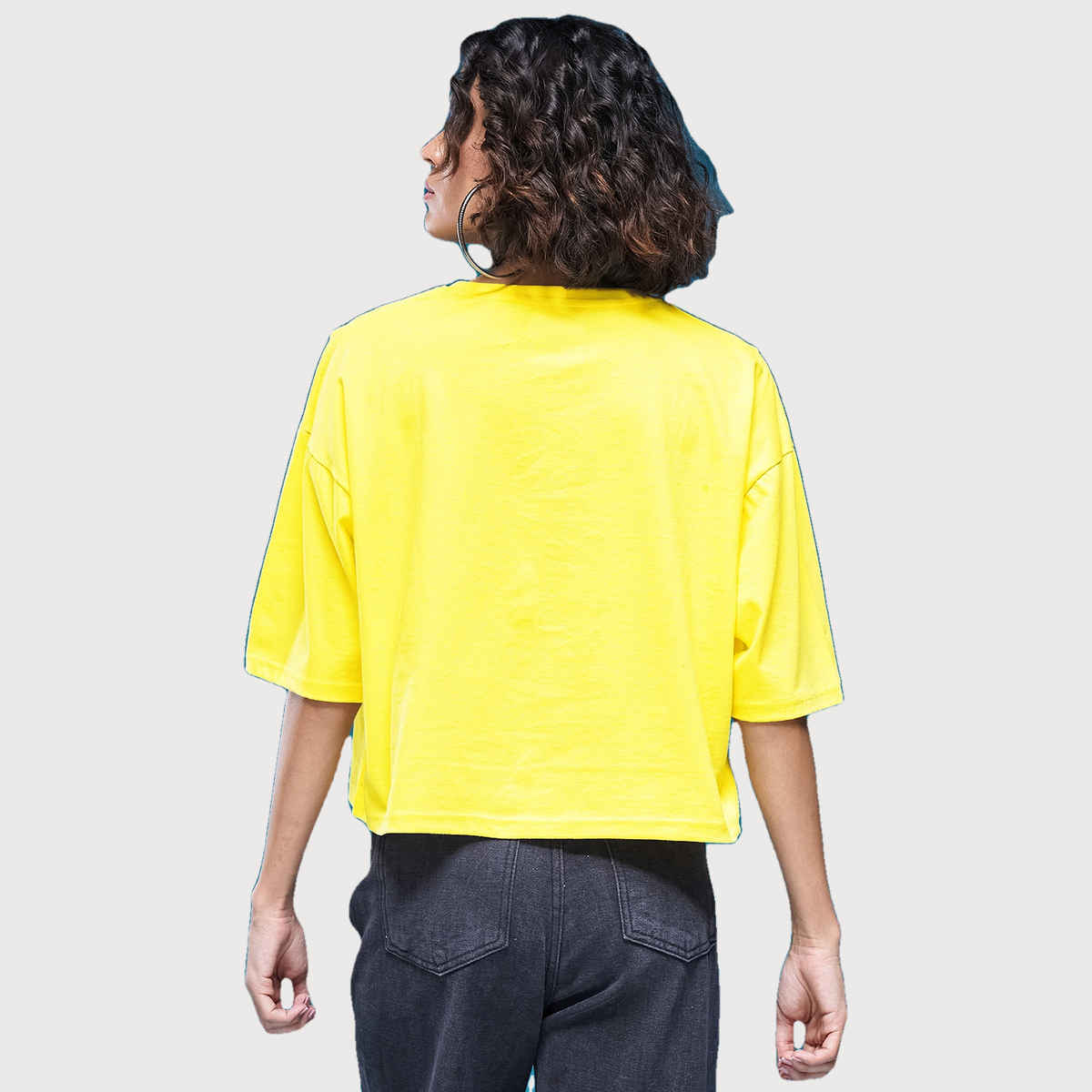Smartees Womens Oversize Printed T-shirt | WW - Boxy - 3002 | Lemon - L