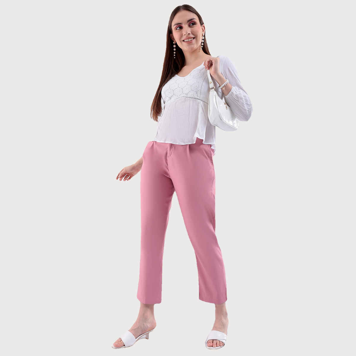 Freehand Women's Straight Semi Formal Front Pleate Tapered Elasticated Trouser | Onion |30