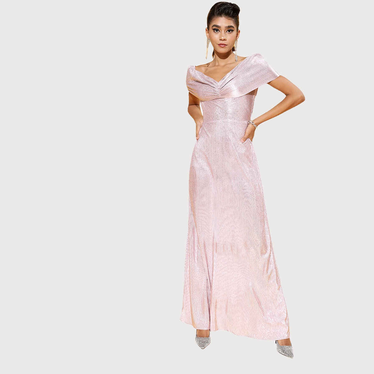 Athena Women Elegant Solid Gown for Days Lavender - S