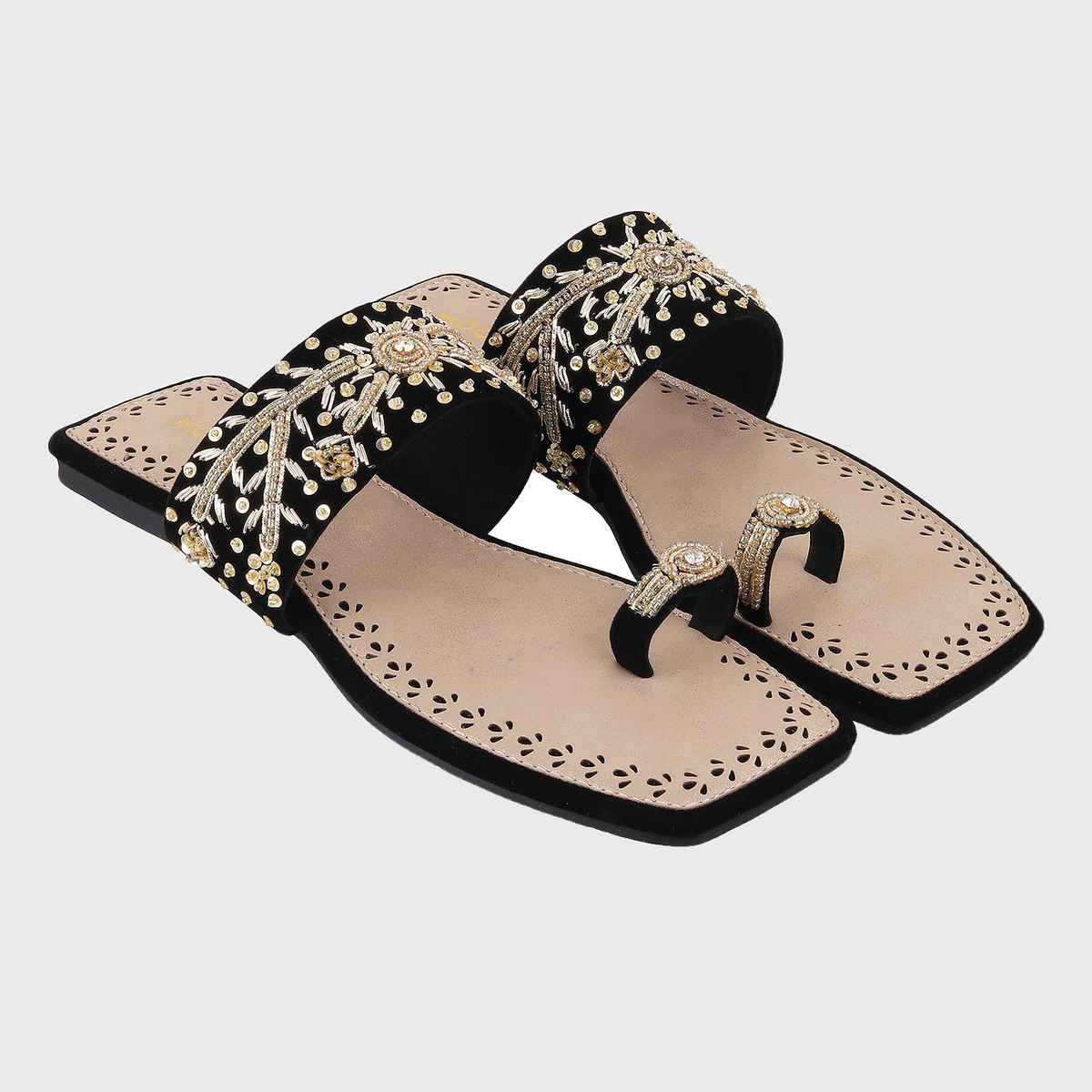 Mochi Women Black Color Slip On Ethnic | Size UK 5 | 35-790