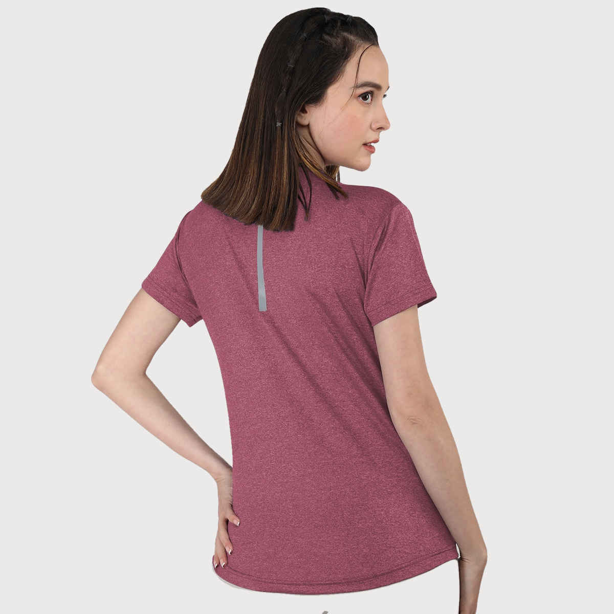 Chkokko Women's Round Neck Regular Fit Half Sleeves Gym T-shirt | Maroon - XL