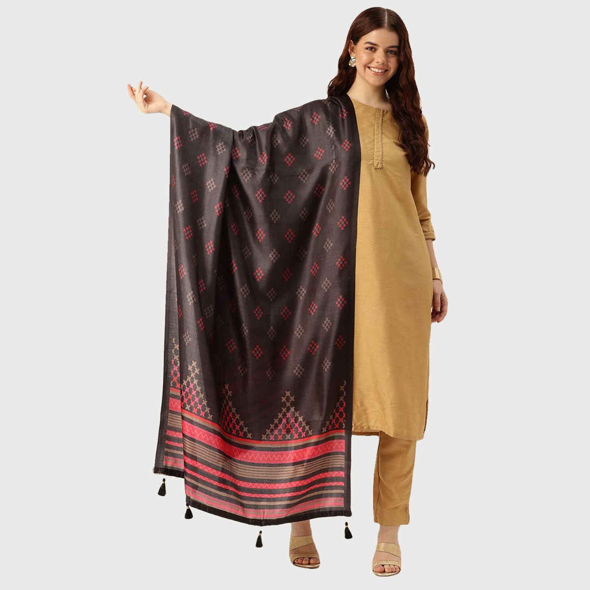 Ishin Black Cotton Dupatta | 1026