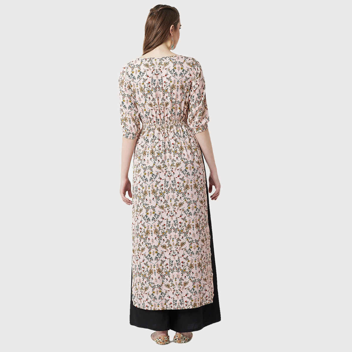 Miss Chase Sea Of Love Tie - Up Maxi Top | Multicolor - Base Peach - S