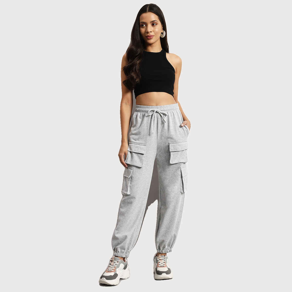 Q-rious Women's SkyTrek Cargo Joggers | LYM-CARGO | Grey - 34
