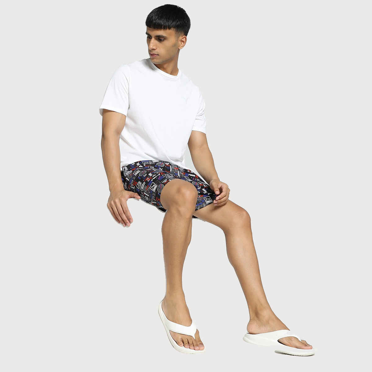 Puma Men s Printed Woven Boxers with Side Pocket | Flat Light Gray | L