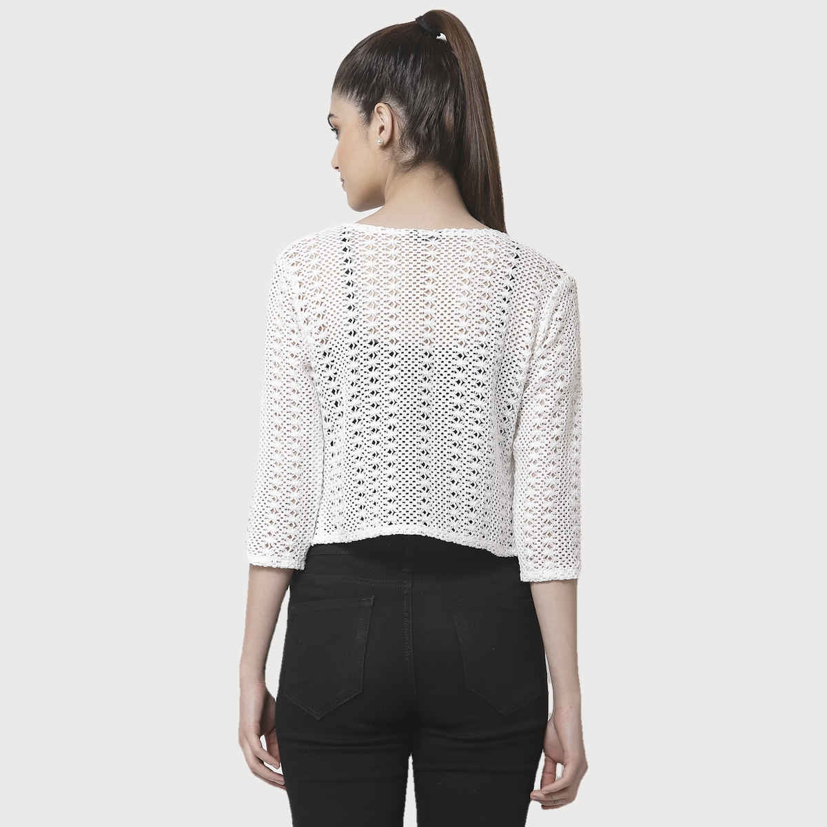 Style Quotient Women Self Design Shrug | S | AW21SQSVETAH - White