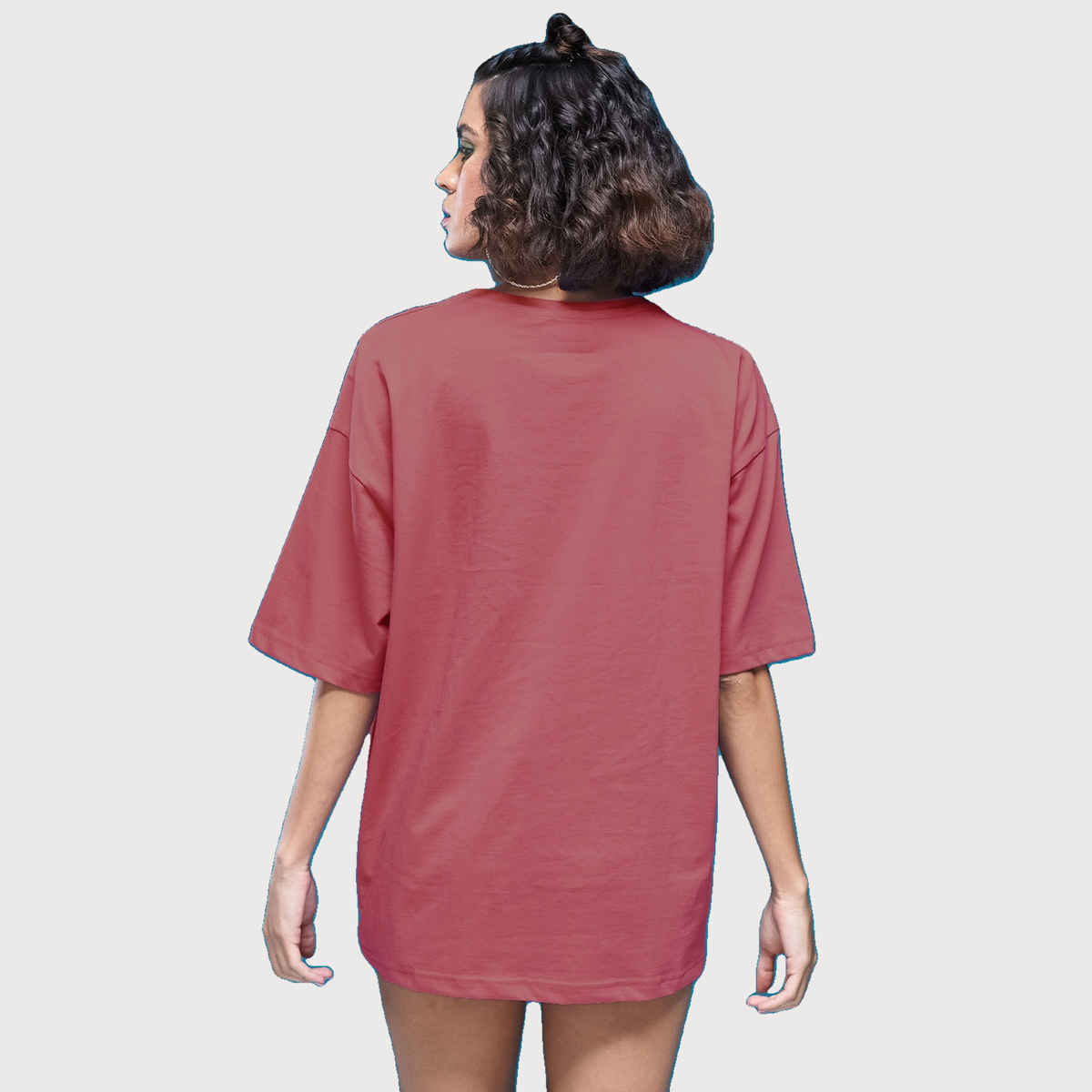 Smartees Women's Oversize Printed T-shirt | WW - 2043 | Onion Pink - XL