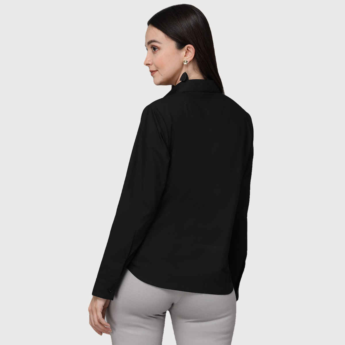 Style Quotient Women Black Cotton Blend Casual Long Sleeve Shirt | XL | SS23SQARUNA - Black