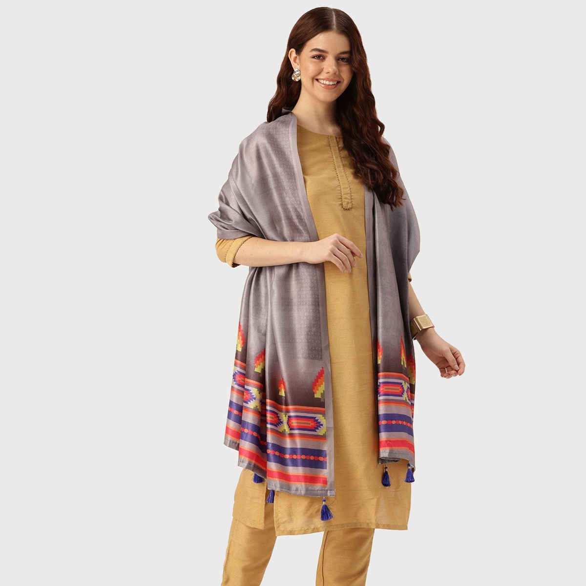 Ishin Grey Cotton Dupatta | 1005