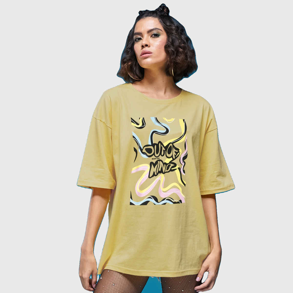 Smartees Women's Printed T-shirt | Lemon Yellow - L