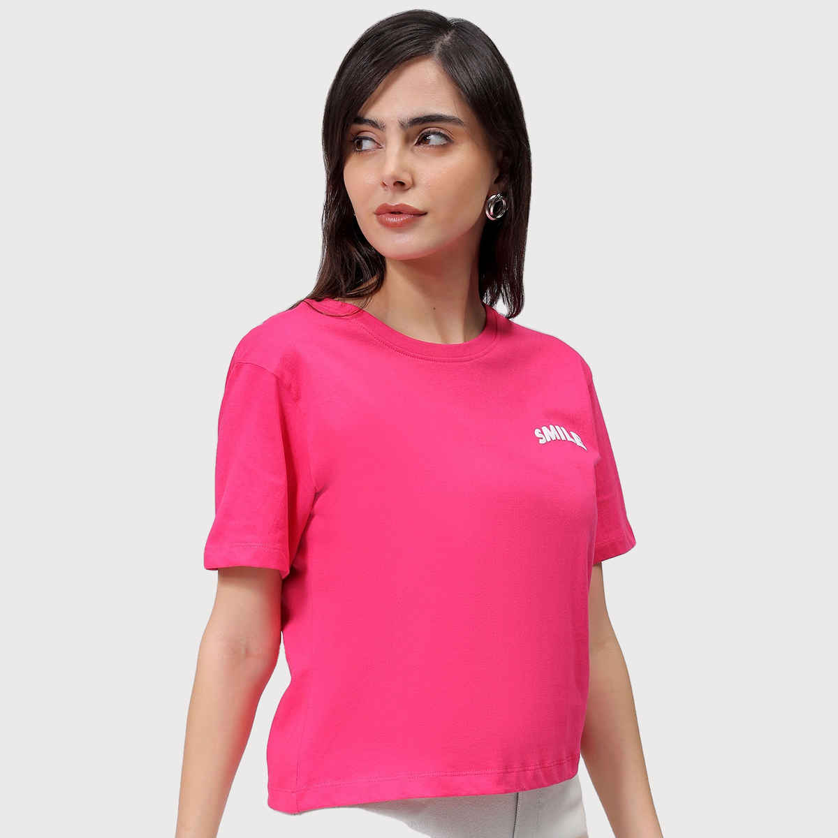 Freehand Women's Relaxed Casual Crew Neck T-shirt | Pink - S