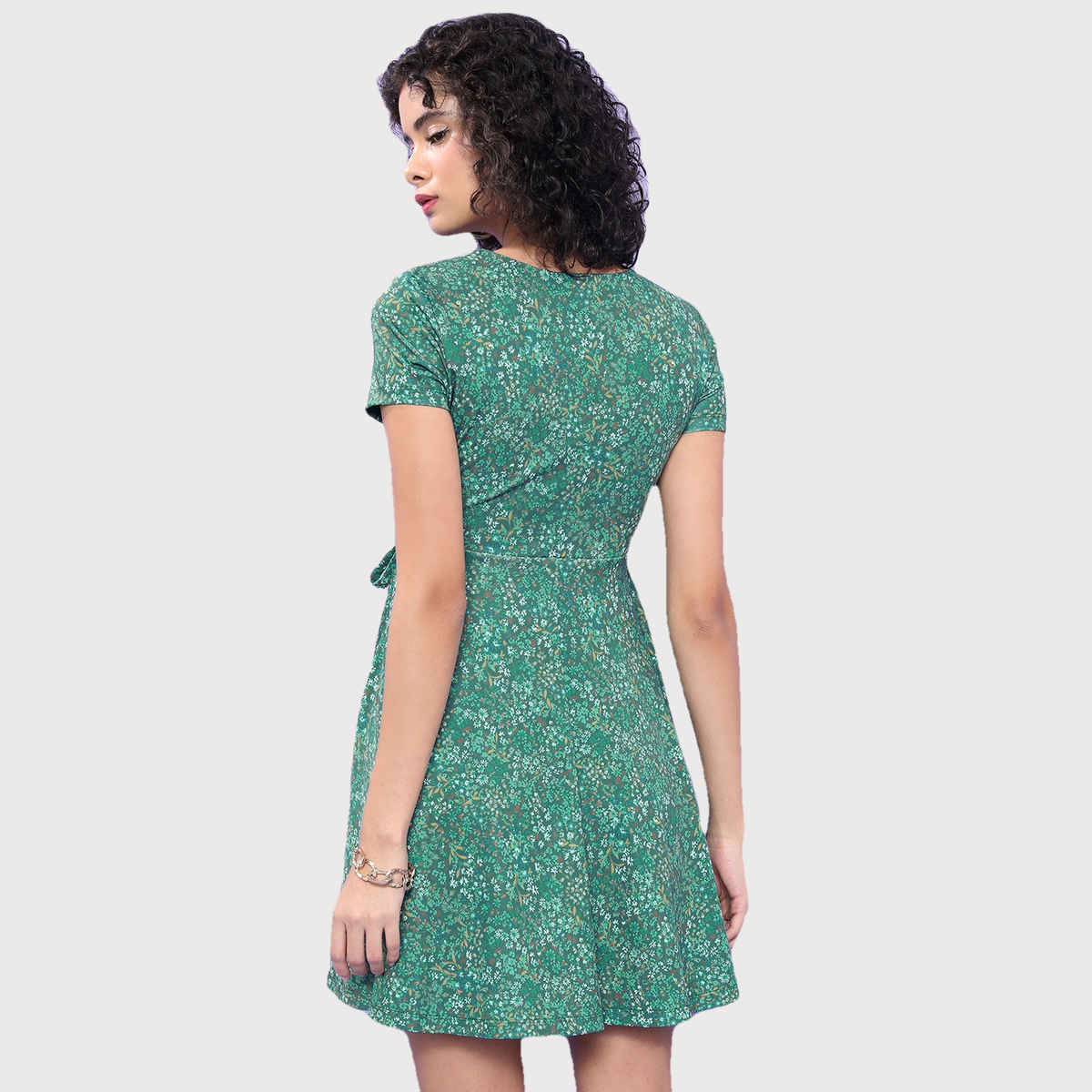 Ketch Women's Floral Printed V-Neck Wrap Dress | Multicolor | M