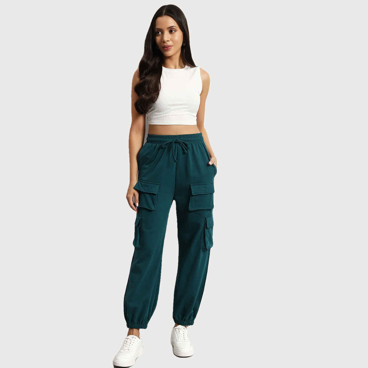 Q-rious Women's SkyTrek Cargo Joggers | LYM-CARGO | Teal - 32