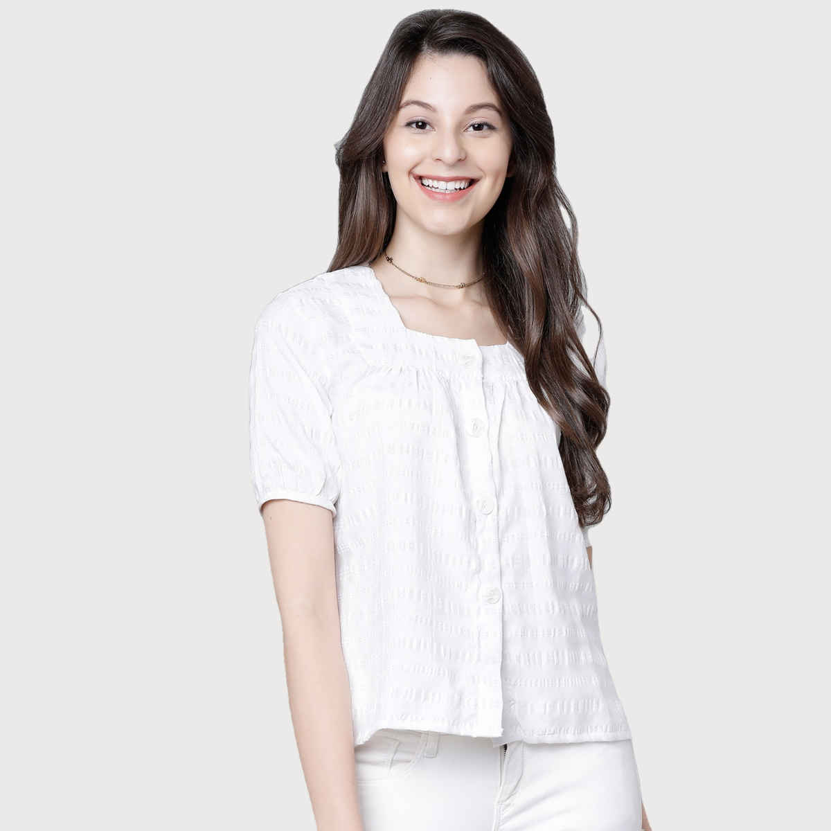 Tokyo Talkies Women's Striped Top | White - M