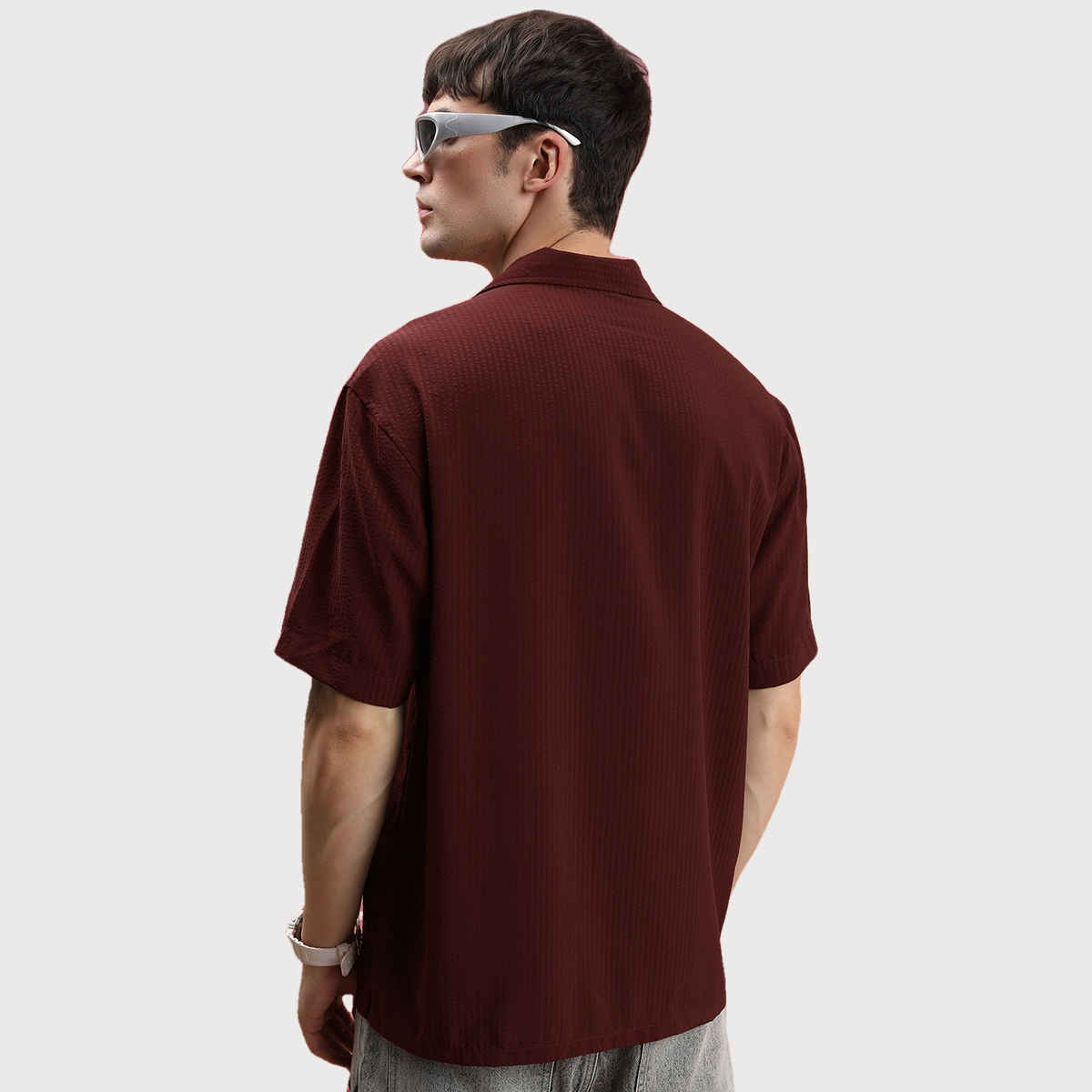 Highlander Men's Spread Collar Oversized Casual Shirt - Rust | S