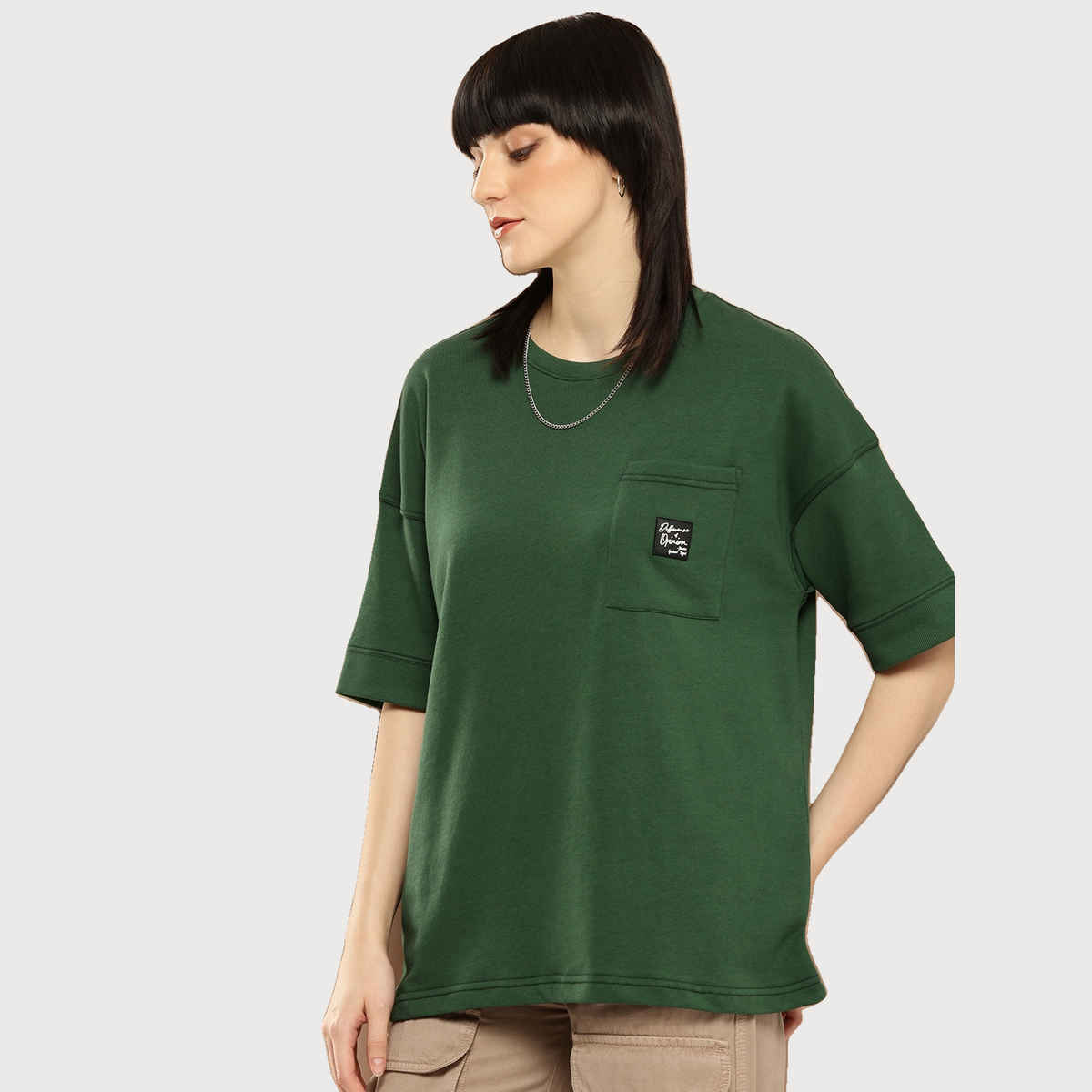 Difference of Opinion Women Drop Shoulder Oversized T-shirt - Green | Oversized | S
