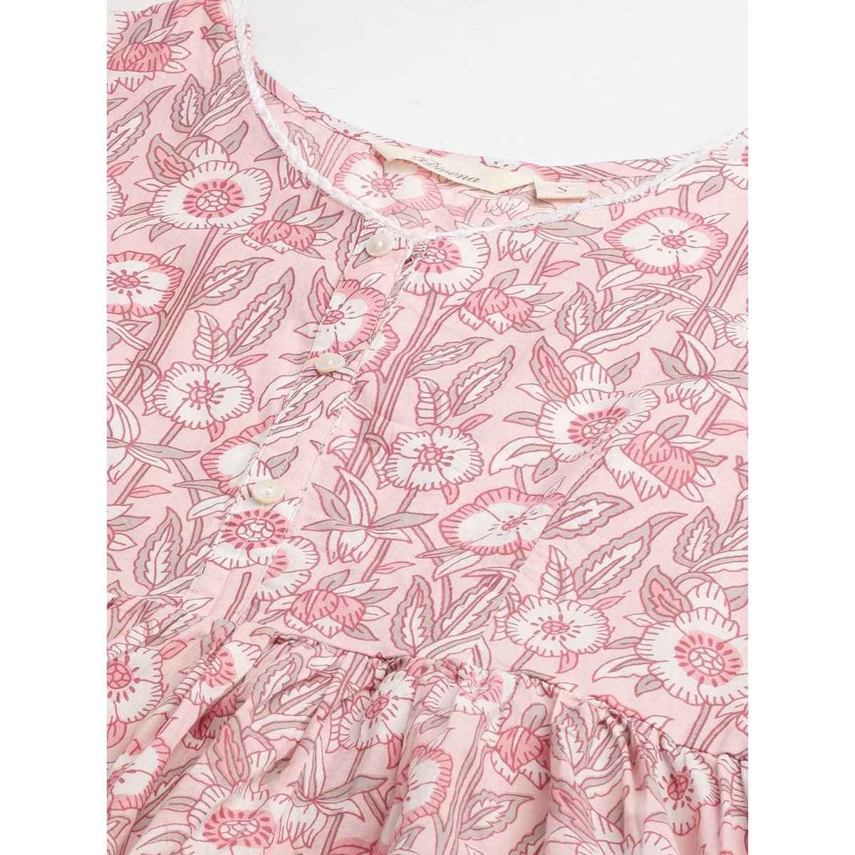 Divena Cotton Peplum Women's Tunic | DK0648 | Baby Pink | S