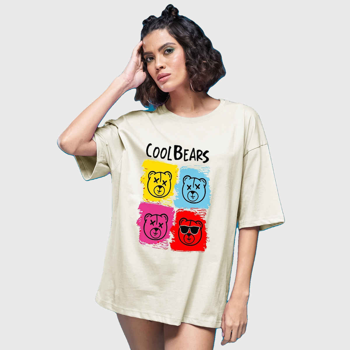 Smartees Women's Oversize Printed T-shirt | WW - 2048 | Skin - L
