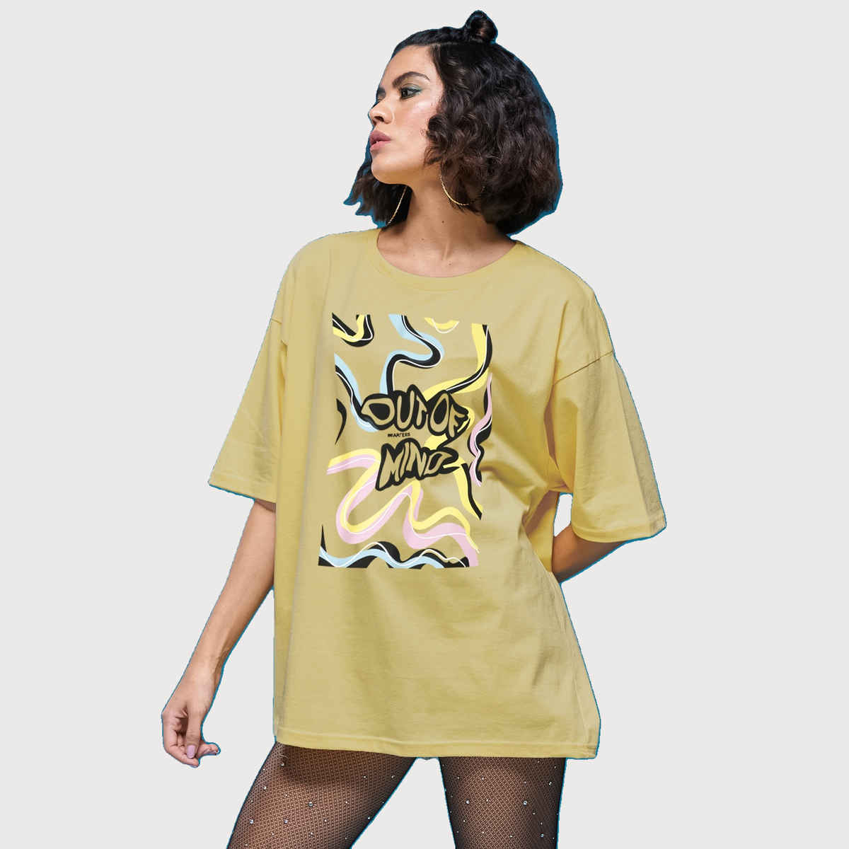 Smartees Women's Printed T-shirt | Lemon Yellow - L