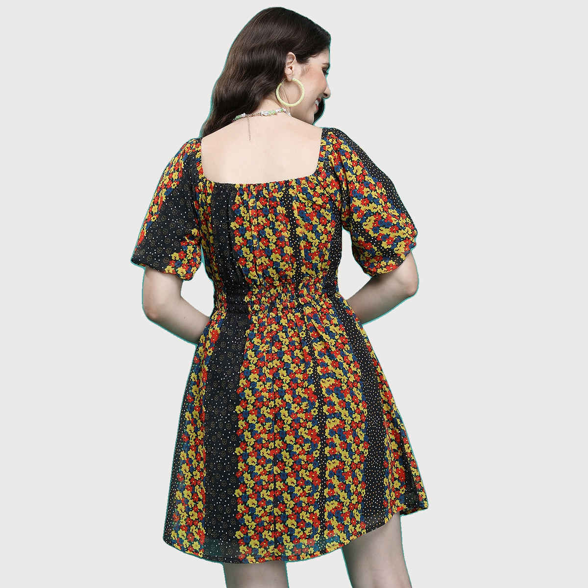 Ketch Women's Floral Printed Fit & Flare Dress | Multicolor - L