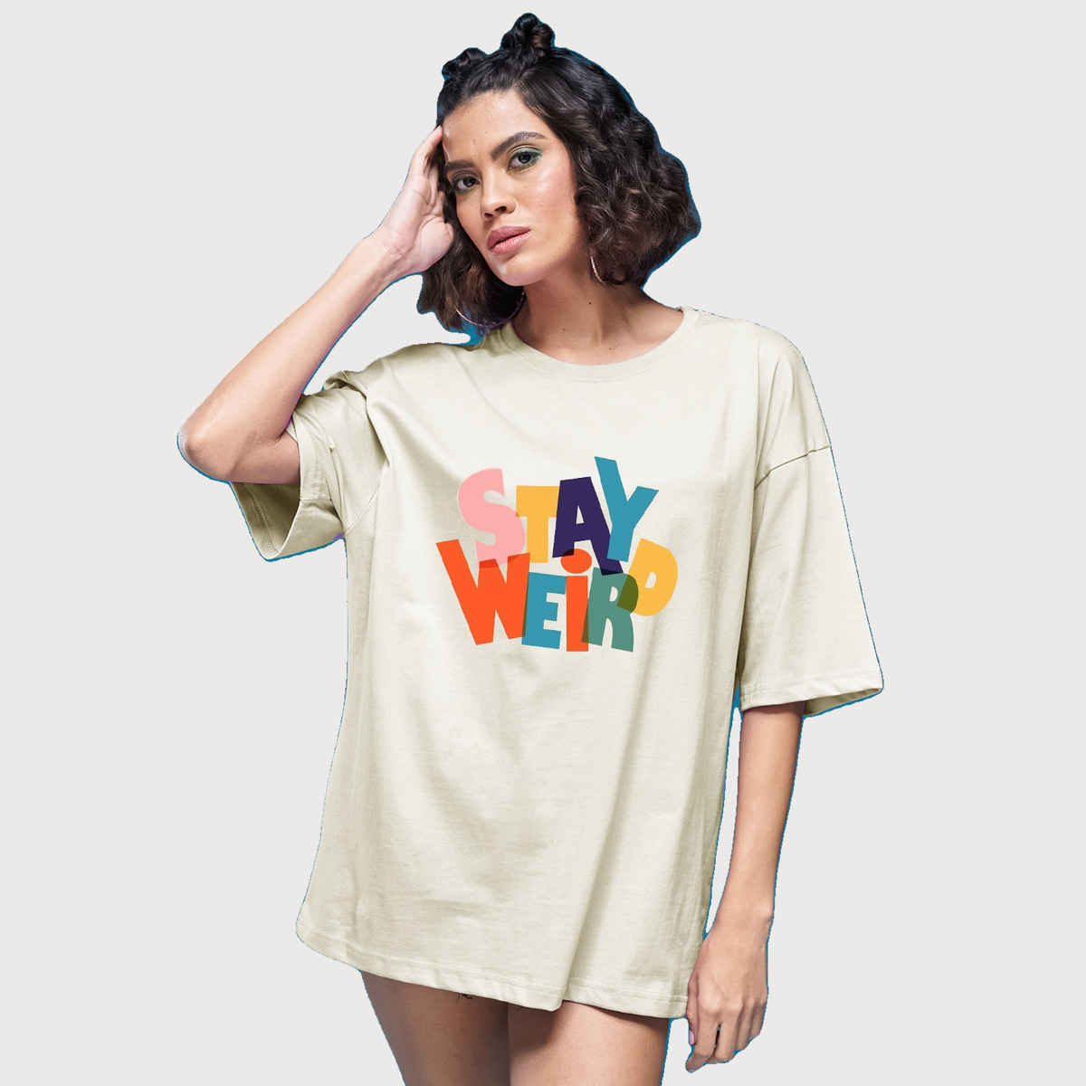 Smartees Women's Oversize Printed T-shirt | WW - 2037 | Skin - M