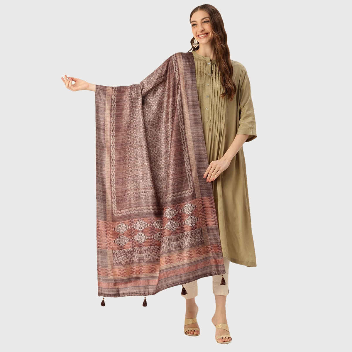 Ishin Brown Cotton Dupatta | 1028