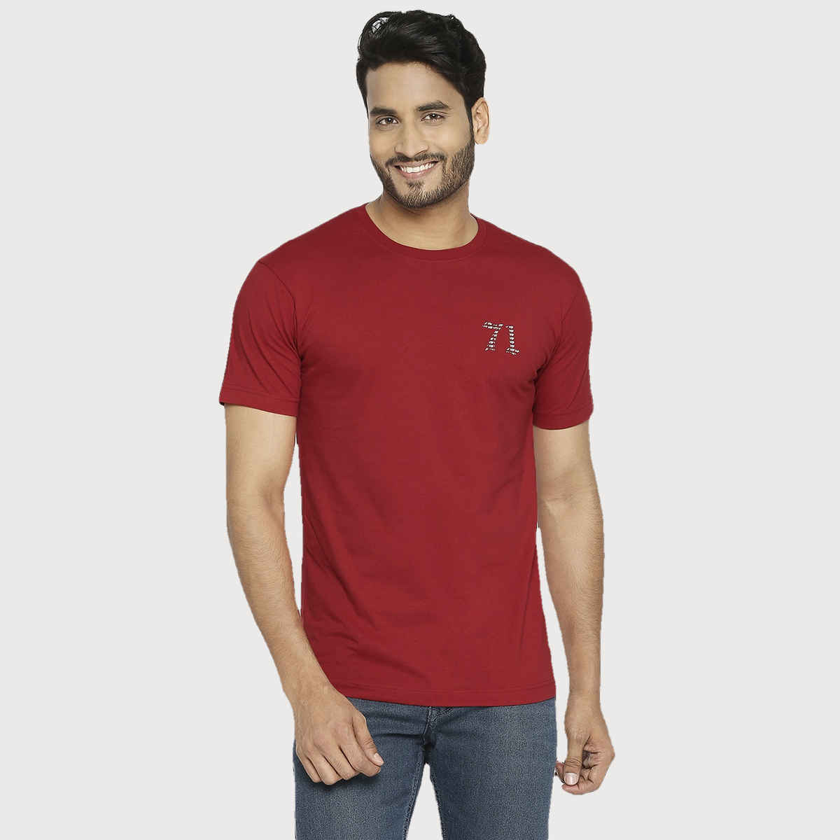 Vip Mens Round Neck T-Shirt Maroon 001 | M