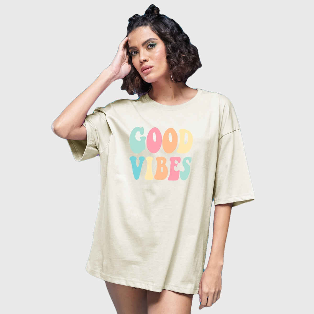 Smartees Womens Oversize Printed T-shirt | WW - 2051 | Skin - S