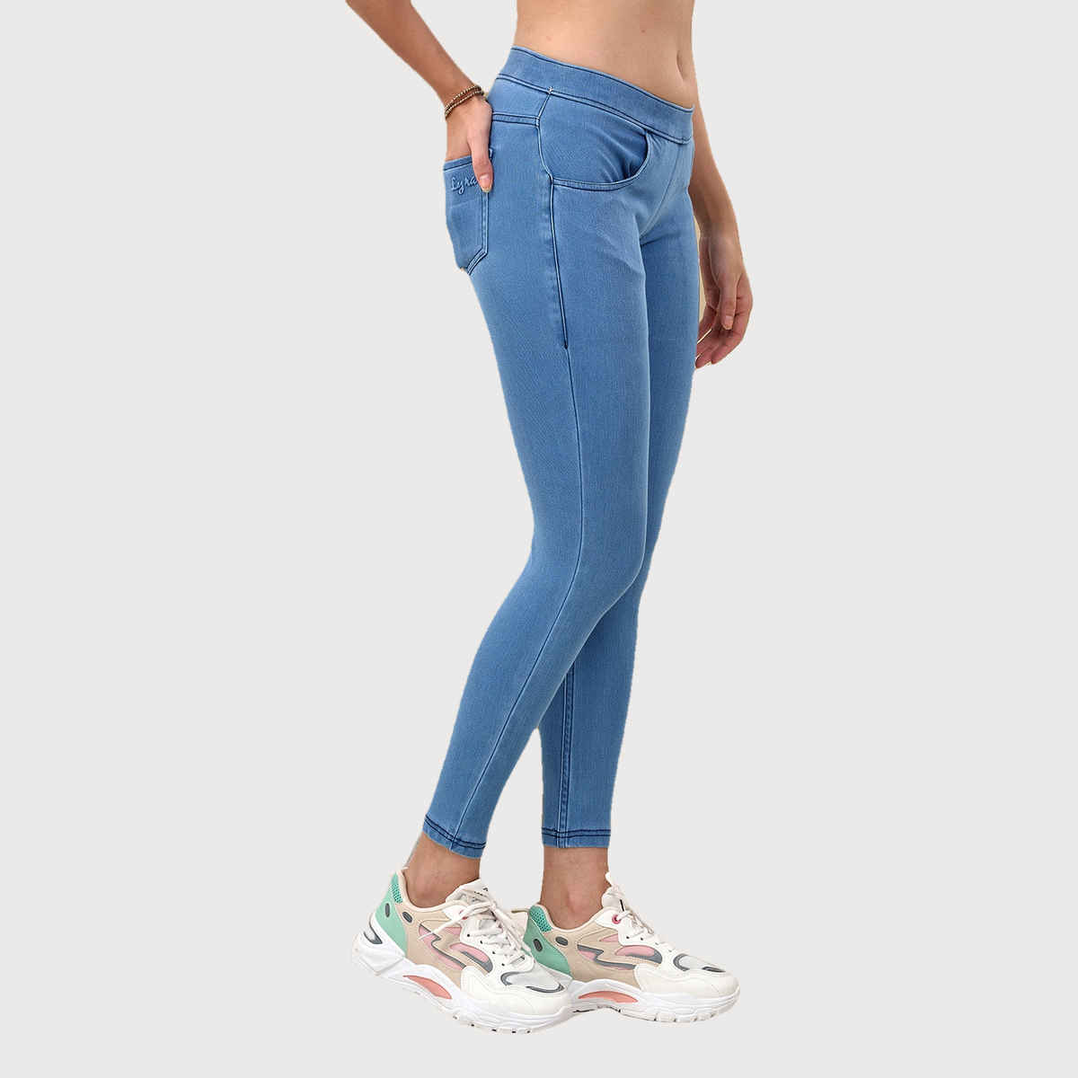Lyra Women's Jeggings Flexi Denimz Pant | Ice Blue - L